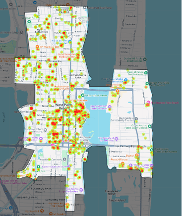 Heat Map of Circuti's operations in West Palm Beach